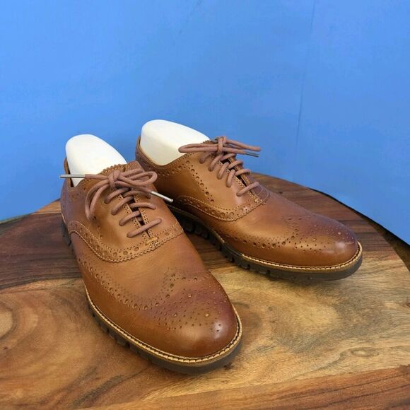 Cole Haan Zerogrand Wingtip Oxford British Tan Leather C29411 Men's 9M - Picture 1 of 12